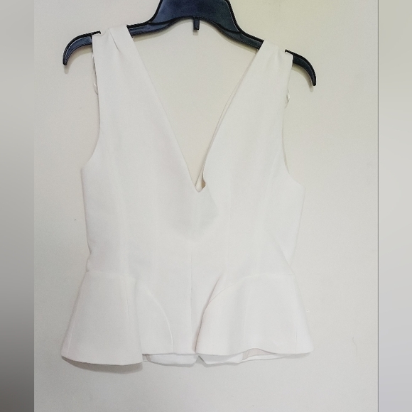 Zara Zw Collection Linen Blend Ecru Buttoned Volume Vest Sz-L - Picture 8 of 10